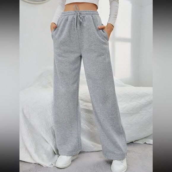 SHEIN EZwear Solid Drawstring Slant Pocket Sweatpants - Picture 5 of 6